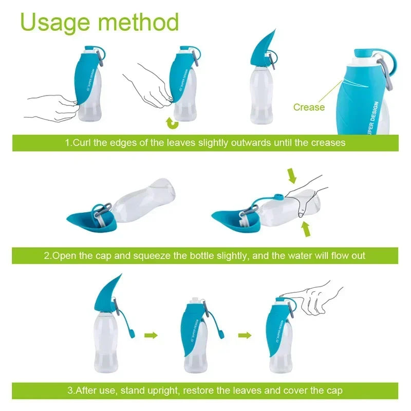 Botella de agua para perros pequeños y medianos, portátil y plegable, vaso de agua ligero para viajes al aire libre, suministros para mascotas